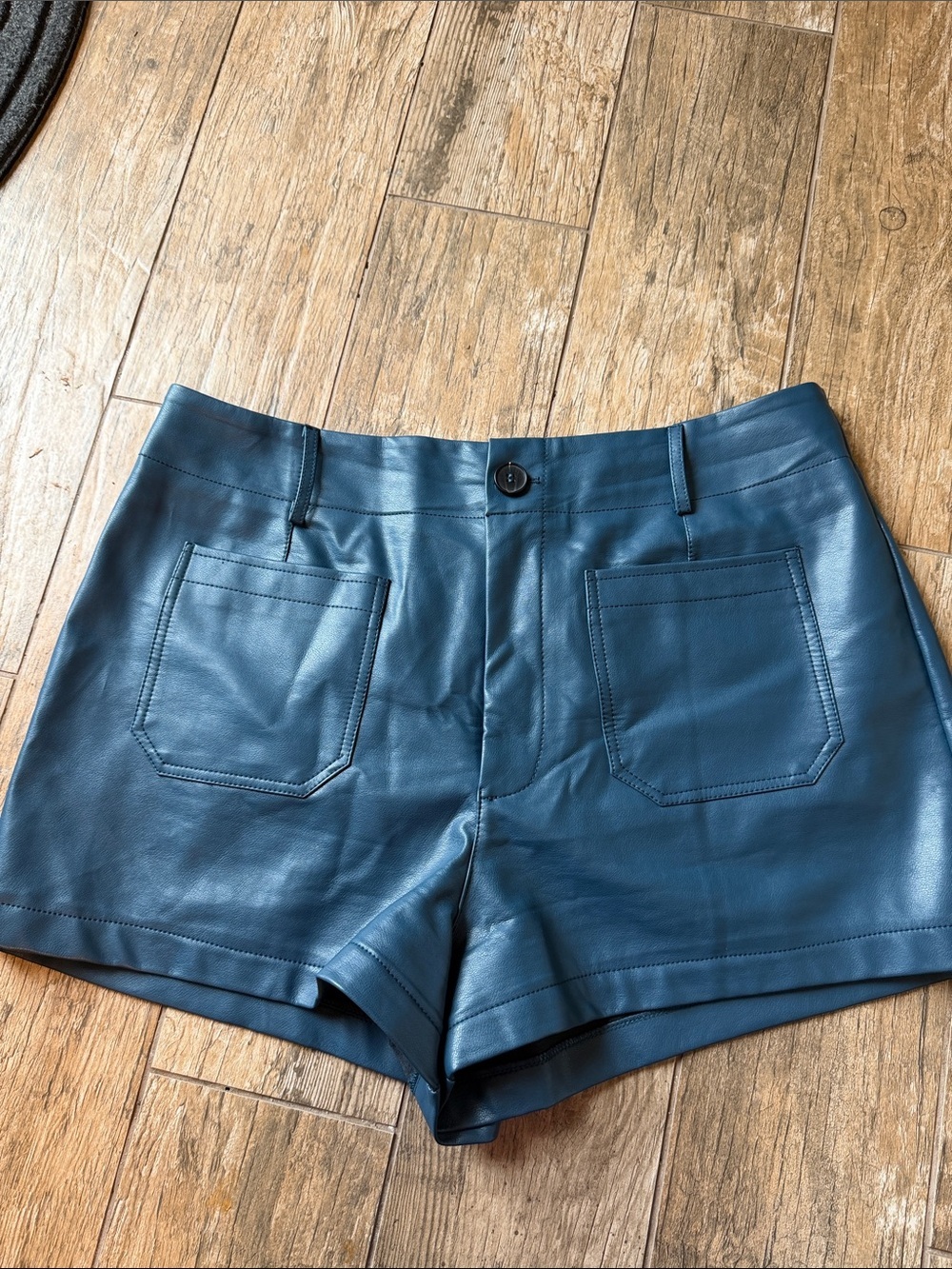 The Colette Faux Leather Shorts by Maeve blue size 34 - Picture 3 of 8